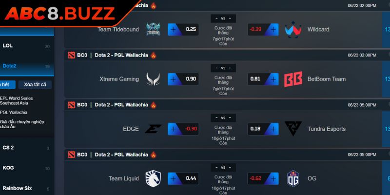 DOTA 2 tại E-Sport ABC8